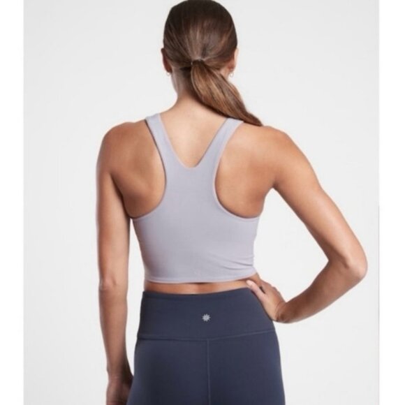 Athleta Conscious Crop Tank Top Sports Bra Medium Muted Lilac Purple Size Medium - Picture 2 of 8